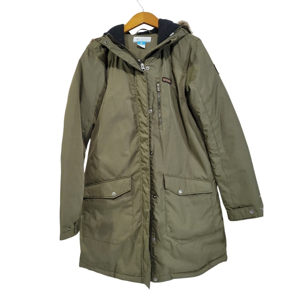 Columbia Suttle Mountain Long Insulated Jacket Womens Medium Green Omni Heat